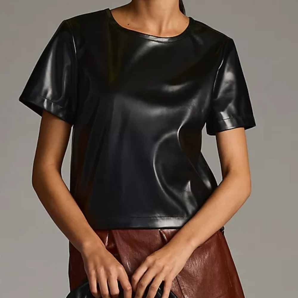 Anthropologie Porridge *WHITE* Faux Leather Top